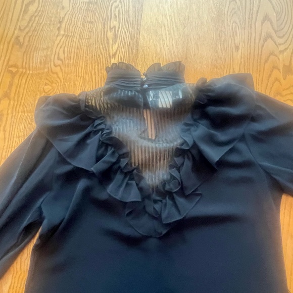 Vintage 80’s Black Frilly Ruffle Sheer Marie Claire CA Dress 9/10 Fairy Goth - Picture 13 of 16